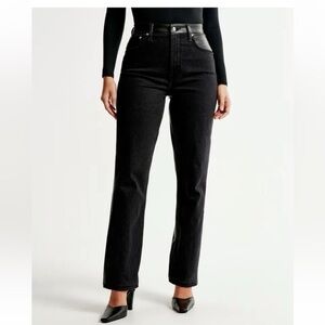 Abercrombie Curve Love Vegan Leather The Ankle Straight Ultra High Rise Jean 30